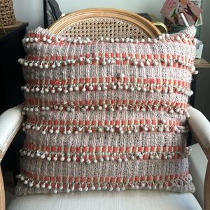 18x18 Anthropologie pink Pom Pom pillow